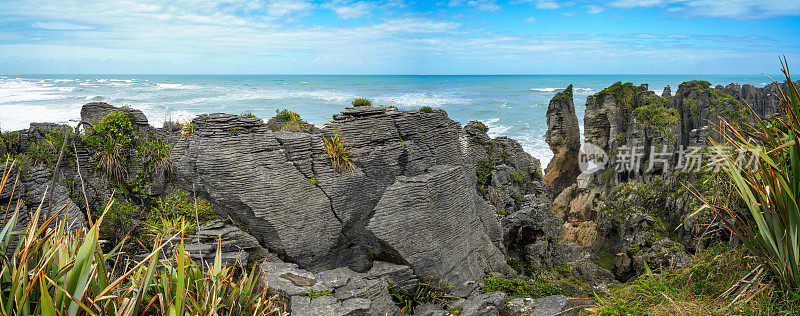 Punakaiki Pancake Rocks and Blowholes Walk, Paparoa国家公园，新西兰